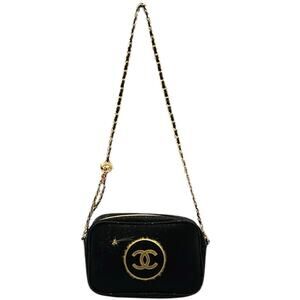 CHANEL Black Crossbody Bag with Gold Accents